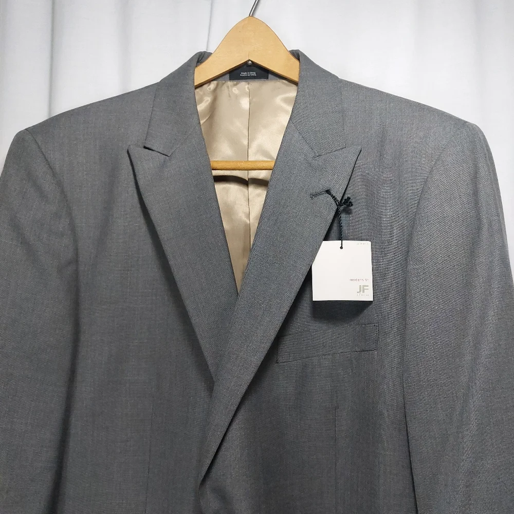 J.Ferrari Modern‎ Fit Men’s Blazer Suit Jacket Gray Sharkskin Sz 42L NWT